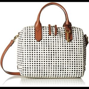 Fossil Fiona Satchel! White with Black Polka Dots